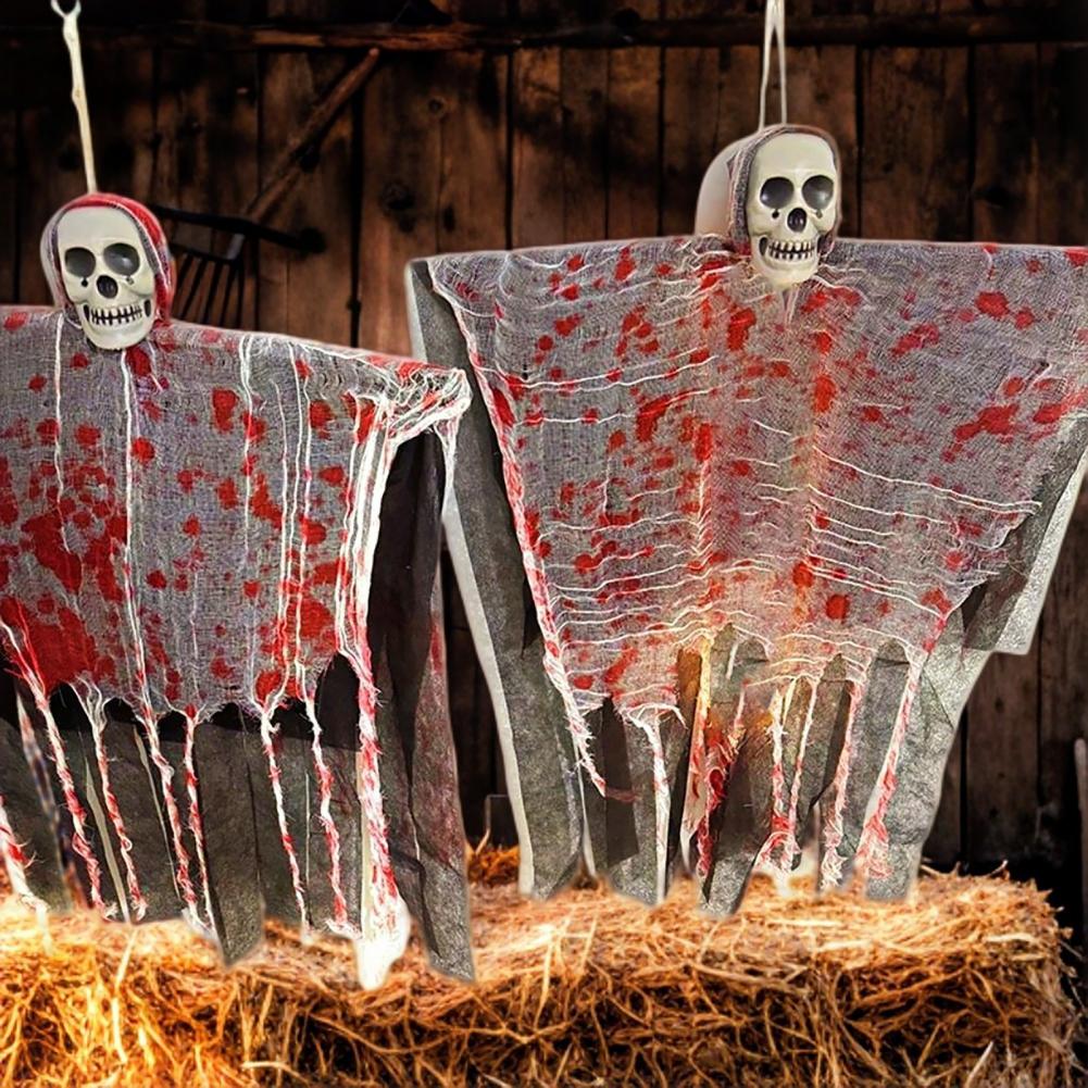 Halloween Hängende Geisterstatue Dekorative Fliegende Schädel Hängende Geister Requisiten für Hof Horrorhaus Eingang Dekoration