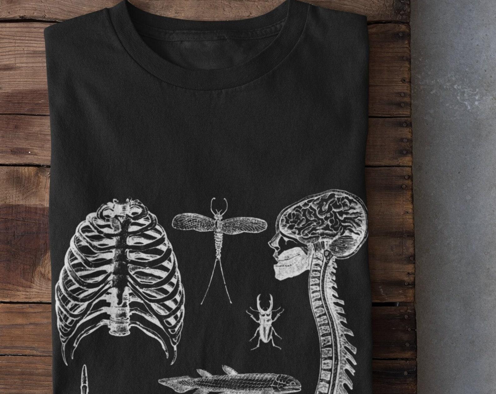Skulls Tshirt,Grunge Clothing,Goblincore Clothing,Dark Cottagecore,Dark Academia,Moths Tshirt,Witchy Clothing,Alt Clothing,Taxidermy,Fairy XL
