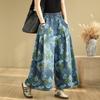 Plus Size Thin Vintage Floral High Waist Casual Loose Women Summer Jeans Denim Wide Leg Pants