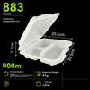 5Pcs Disposable Clamshell Food Container 3 Compartment Lunch Box Leakproof Microwavable Takeaway Box For Restaurant Meal Prep