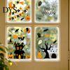 Cute Halloween Glass Stickers 4 Sheets Electrostatic Stickers, Cartoon Pumpkins Castle Bats Window PVC Waterproof Static Clings for Windows