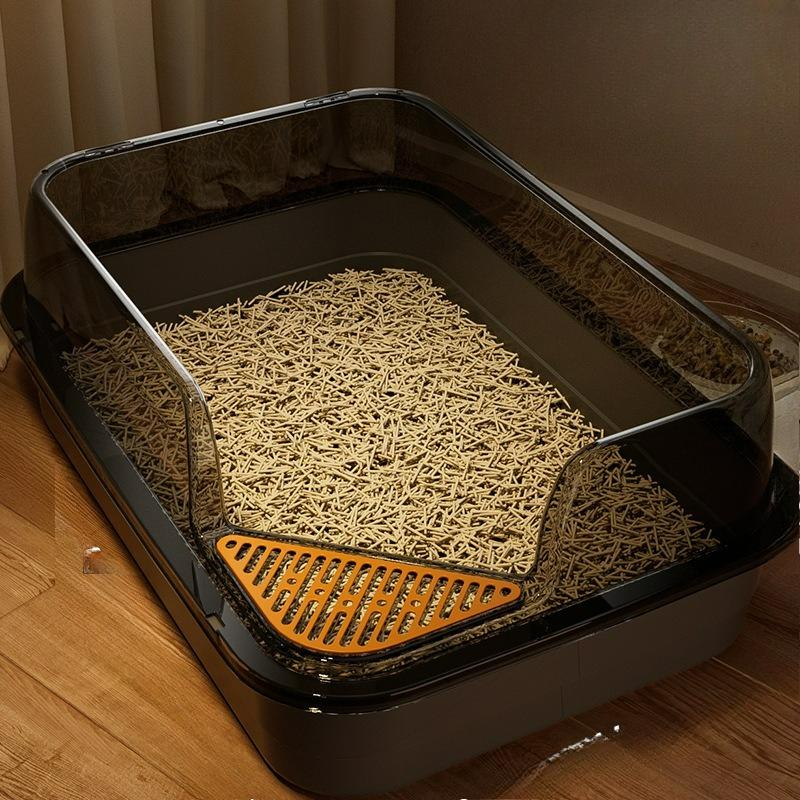 Lieblings-Katzenklo mit Katzenstreuschaufel Katzenklo Übergröße Toilette Spritzwassergeschützt Vollständig offen Katzenklo