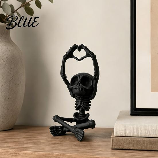 Romantic Skeleton Figurine Heart-Matching Skull Ornament 3D Printed Statue Gothic Creative Shelf Decorations Compact Size Sculpture for Home