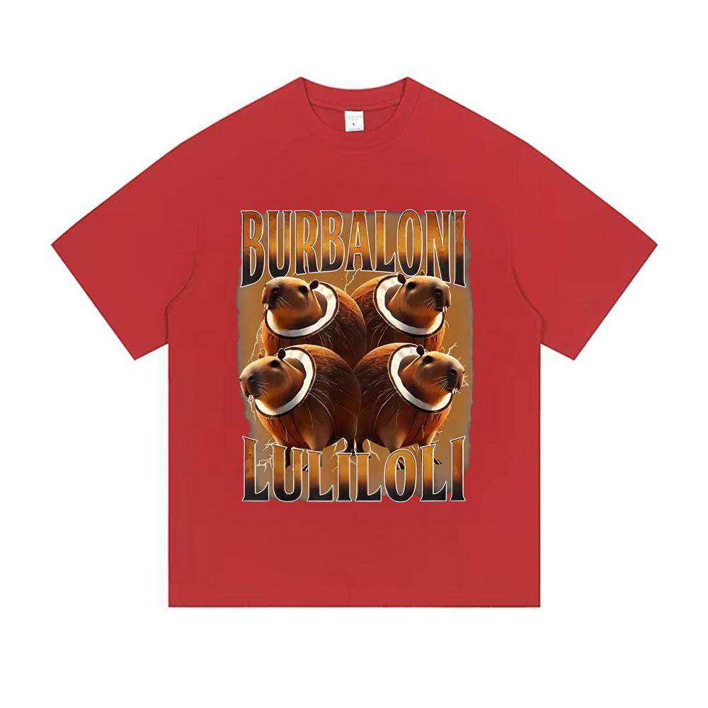 2025 Summer Italian Brainrot Burbaloni Luliloli Tshirt Coconut Capybara Funny Meme Men Women 100 Pure Cotton Printed Tshirt S