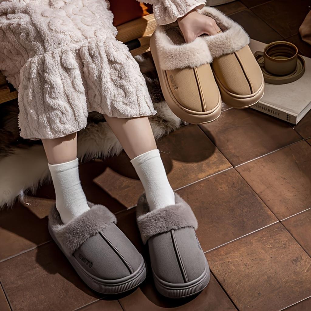 Varma Vintertofflor i Plysch för Herr och Dam - Mjukt Foder, Halkfri Tjock Sula, Bekväma för Inomhusbruk | Skor i Casual Stil