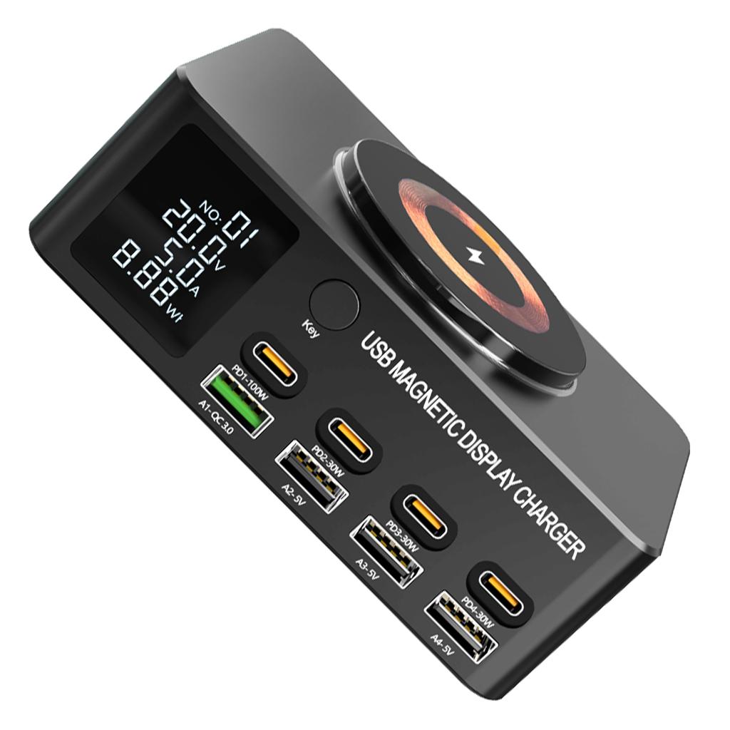Charging Station for Multiple Devices 140W 8 Ports PD QC3.0 USB C Wireless Chargers Desk Fast Charging Device for