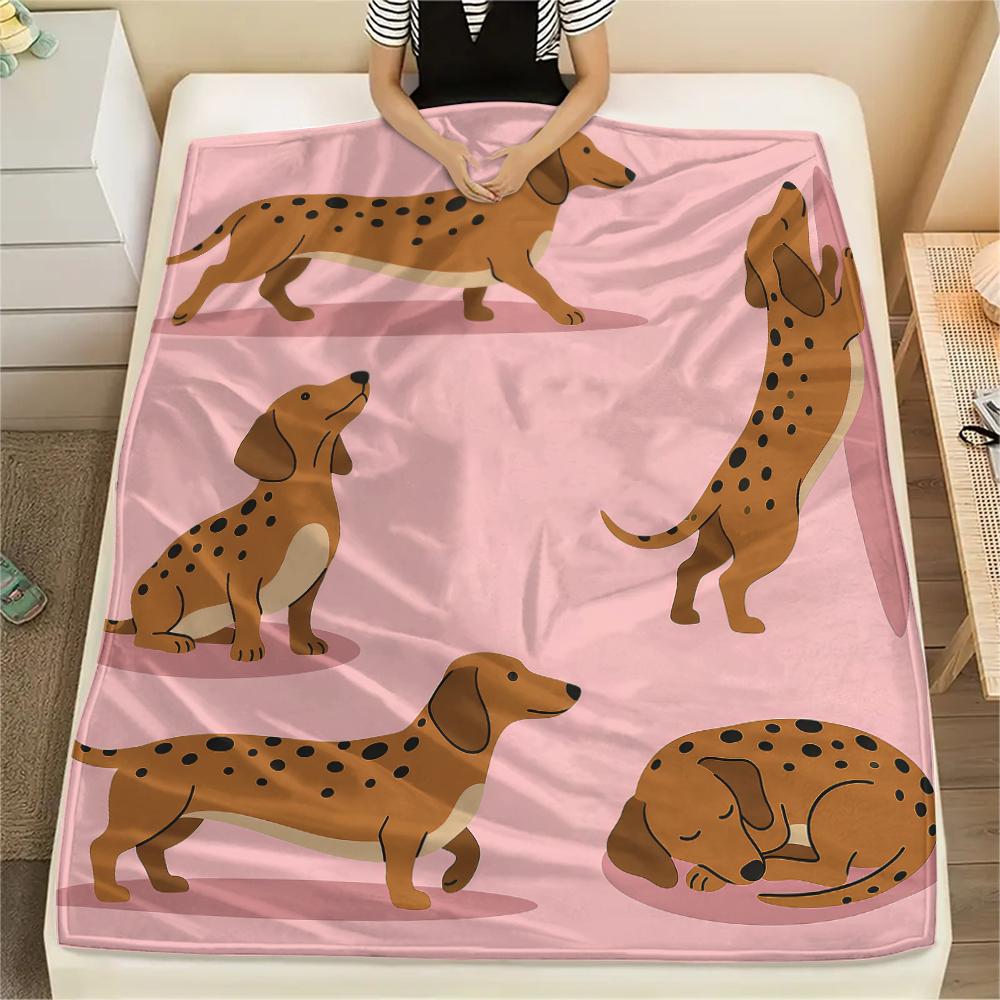 Pink background cat dog Print Flannel Blanket,High quality Comfortable for All Seasons,Home Decor,Warmth and Comfort,Perfect for Christmas Gifts
