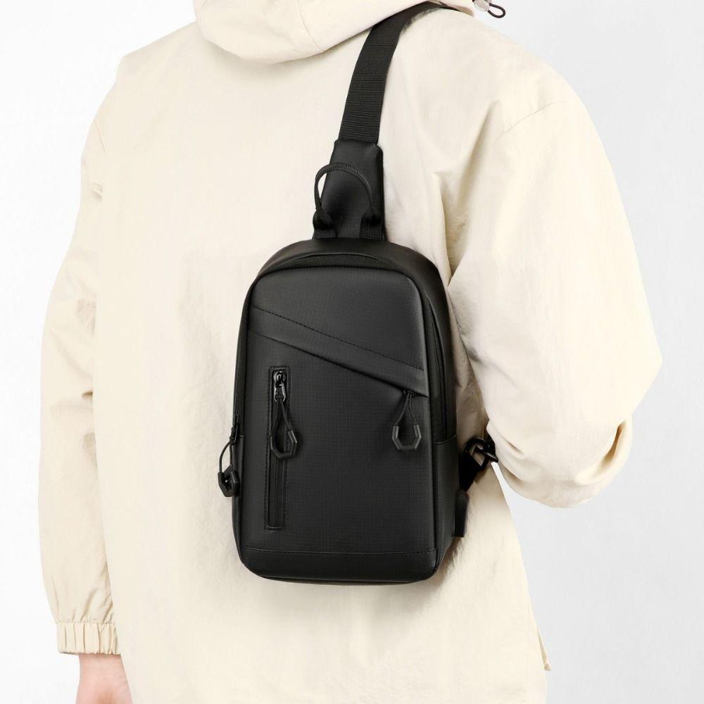 Oxford Men Chest Bag Solid Color Phone Crossbody Bag Casual Male Shoulder Bag Travel