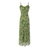 Summer New French Sweet Green Floral Retro Temperament Slim Body Show Figure Suspender Long Dress Dress Women