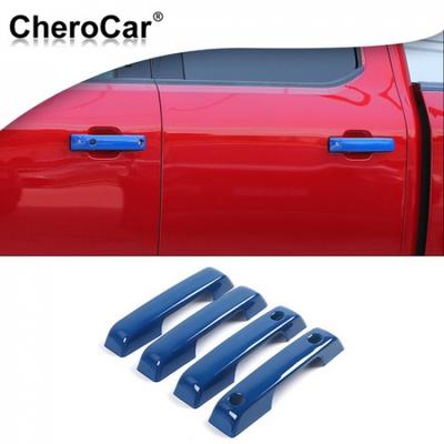 4Pcs Blue Exterior Door Handle Decor Cover Trim Bezels Shells For Ford F150 21+