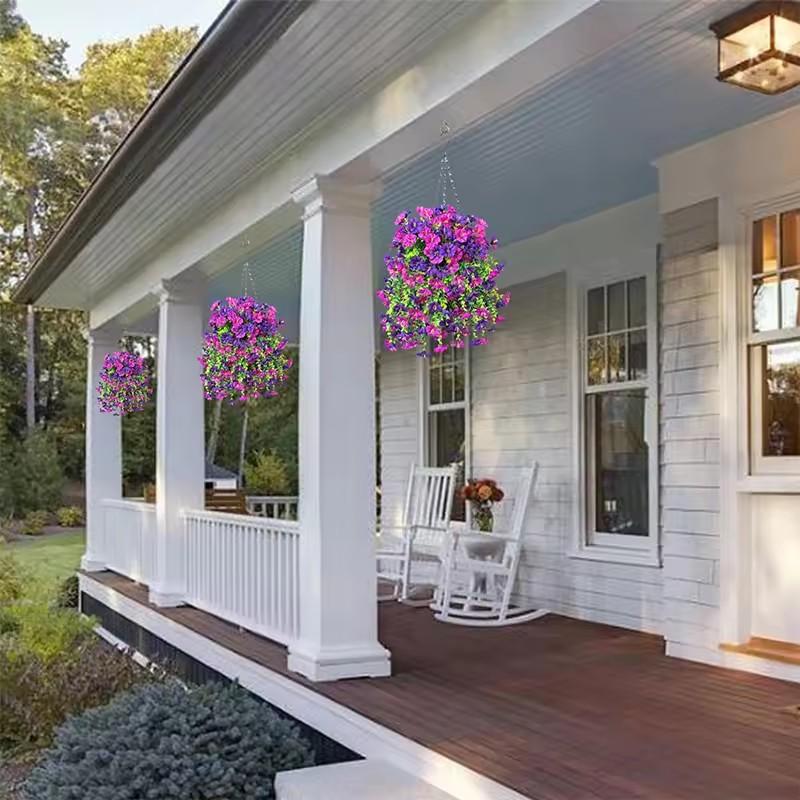 1PCS Artificial Hanging Flowers Silk Morning Glory Fake Flower UV Resistant Outdoor Hanging Plants for Wedding Home Garden Decor