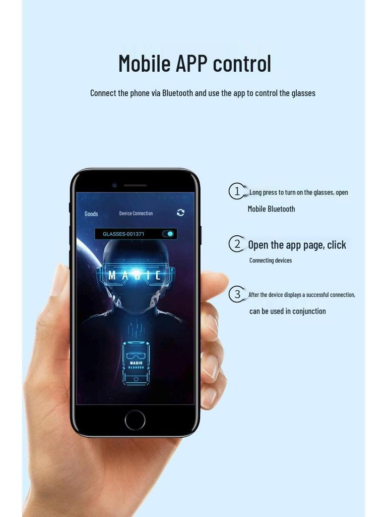 Bluetooth LED Party Szemüveg USB Töltéssel és Applikációvezérléssel