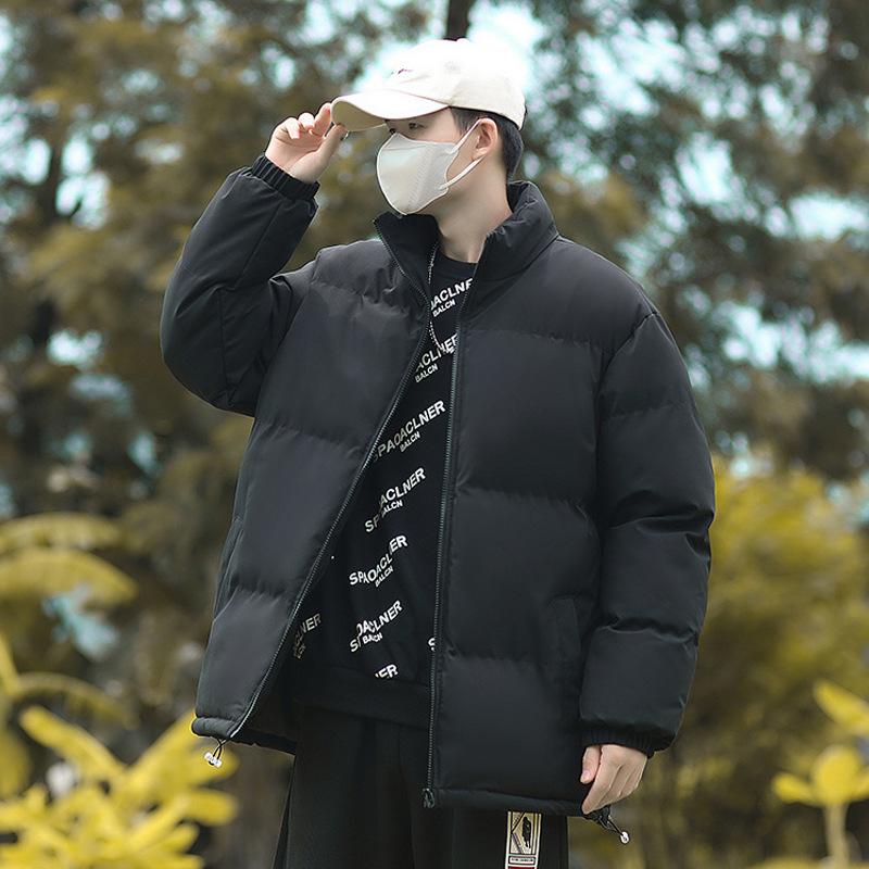 

2025 autumn and winter new high-quality thickened cotton clothes men s cotton jackets solid color cotton clothes stand-up collar jackets M чорний