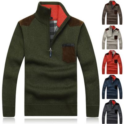 Men's Autumn Winter Turtleneck Long Sleeve Pullover Sweater Shirt Blouse Zipper Tops Sweater