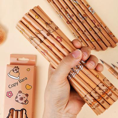 12 Stück/Set Capybara Bleistifte mit Radiergummi Zeichenstifte Schreibstifte Schulbürobedarf zum Malen Skizzieren