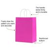 12pcs Kraft Paper Bag with Handle Solid Color Pink Rose Red Party Gift Bags Birthday Gifts Packaging Beverages Storage TMZ