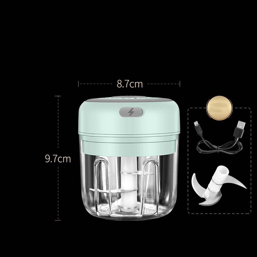 

Wireless Electric Garlic Press Masher With Usb Recharging Cable Cooking Smasher For Vegetables Fruits Green 250ml (English packaging)