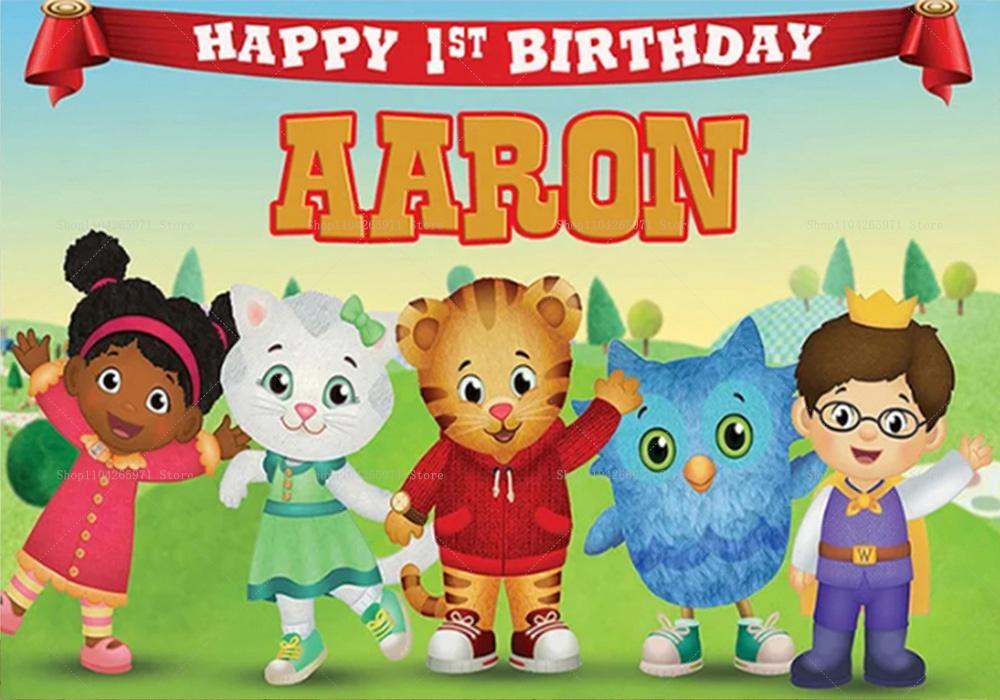 Sfondo Cartone Animato Daniel Tiger, Striscione con Tema Amici del Quartiere, Decorazione Festa Bambini, Sfondo Fotografico