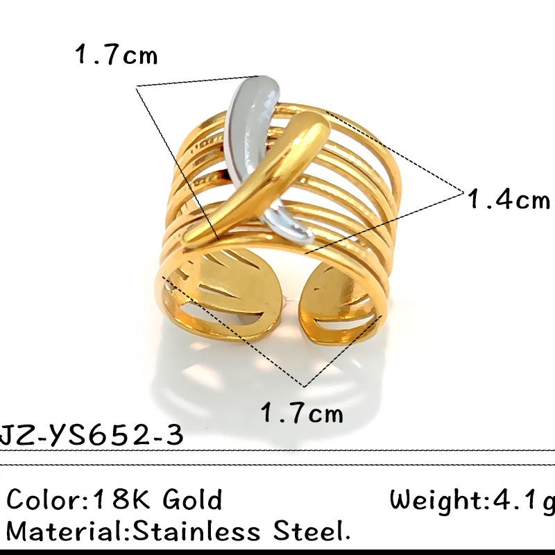 Stainless Steel Angel Wing Ring Unisex Color Block Heart Star Multi-layer Stackable Open Ring Punk Wide Non-fade Hand Jewelry
