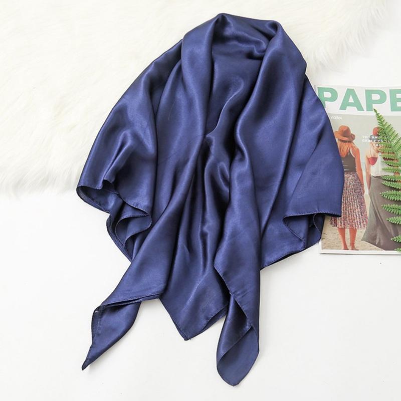 90*90cm Big Size Headwraps Solid Colors Neckerchief Hijab Women Satin Headband Hair Scarves Female Shawls Head Scarfs for Ladies