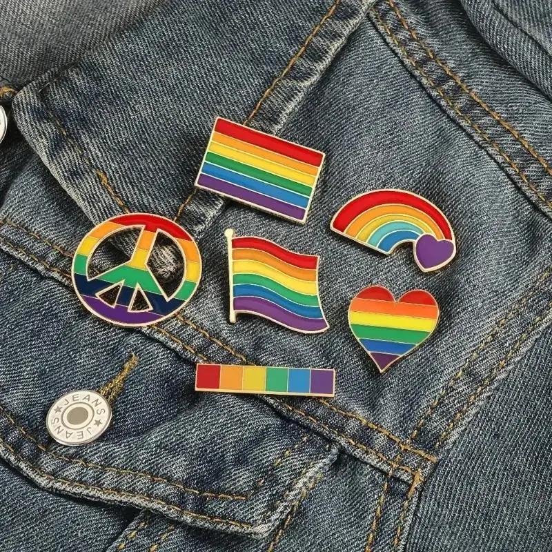 LGBT Pride Month Rainbow Enamel Pins Unisex Jewelry Gifts Rainbow Flag Badge