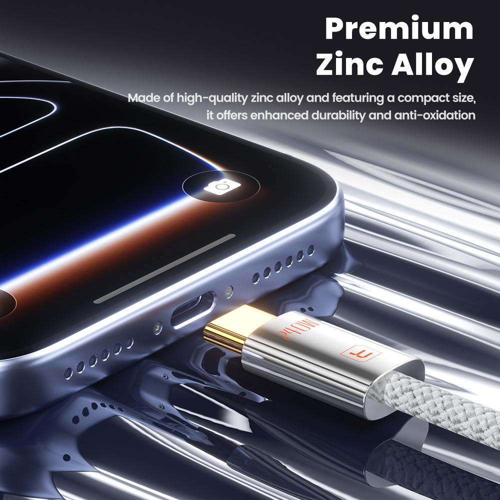TOOCKI TX110C4 2m 240W Mini Zinc Alloy USB-C To USB-C Cable 480Mbps Data Transfer Cable with Smart Chip for Laptop Phone Tablet