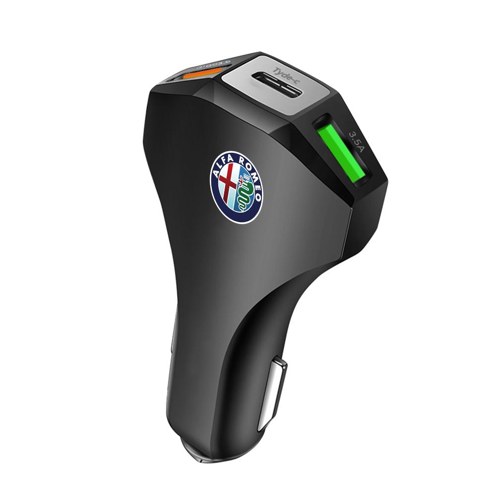 Car Stickers For Alfa Romeo USB Car Charger Type C PD Fast Charging Adapter For Alfa Romeo Giulia Stelvio Giulietta Sportiva 159
