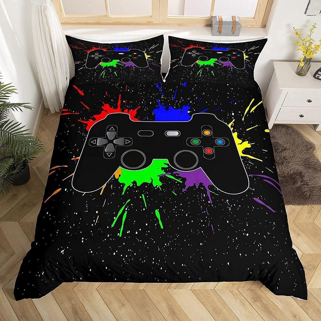 Video Games Bedding Set 3D Headset Headphones Gamer Gamepad Duvet Cover SetBoys Music Quilt SetGaming Controller Bedroom Decor