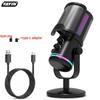 USB Capacitive Microphone with Noise Reduction & RGB Lights for Computer, Phone Recording, Gaming, Streaming & Video