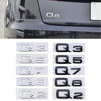 3D ABS Samoprzylepny Chromowany Czarny Do Q2 Q3 Q5 Q7 Q8 Logo Emblemat Tabliczka z Nazwą Odznaka Akcesoria Bagażnik Samochodu Litery z Numerem Naklejka