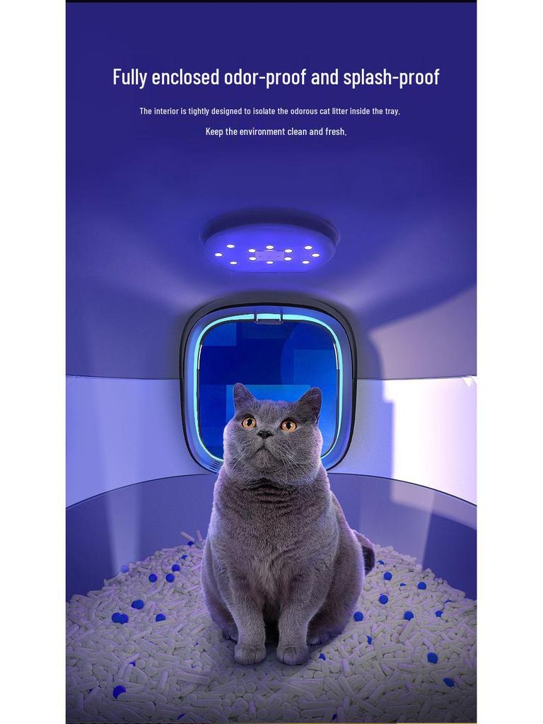 Automatic Odor-Proof Enclosed Cat Litter Box with Deodorization