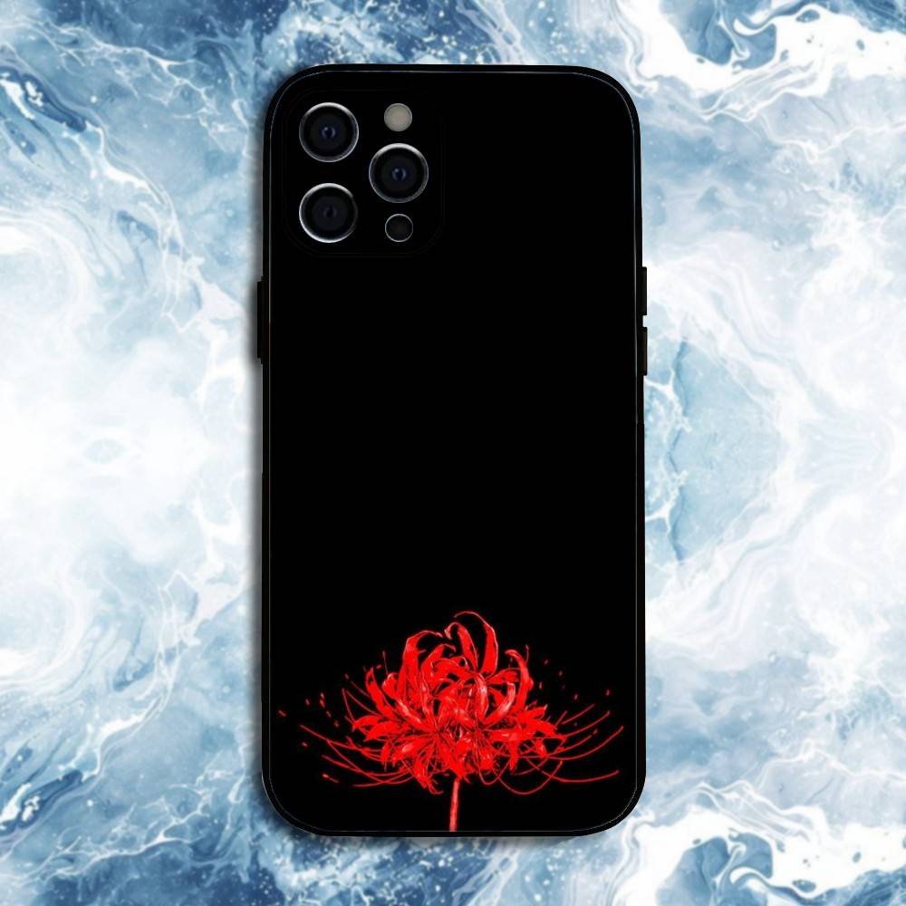 Red Spider Lily Flower of Hell Phone Case For iPhone17,16,15,14,13,12,11 Plus,Pro Max, Soft Silicone Black Cover