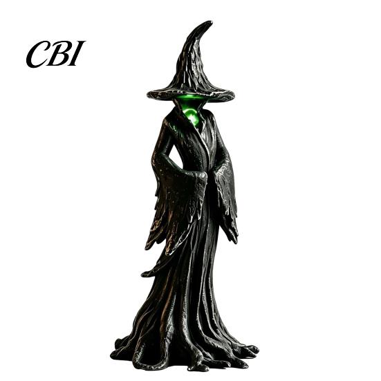 Statua Decorativa Strega Malvagia per Halloween, Statuetta Gotica in Resina con Luce LED, Regalo di Compleanno per Lei Scultura Misteriosa Dark Fantasy da Scrivania Libreria