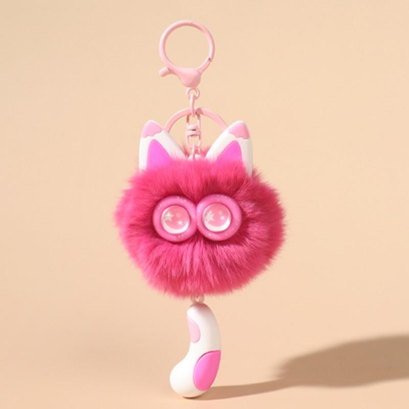 Niedlicher Rexkaninchenhaar Kätzchen Schlüsselanhänger Anhänger Mädchen Herz Plüsch Cartoon Puppe Puppe Taschenzubehör Geschenk