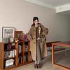 Vintage College Autumn and Winter Plaid Double-sided Wool Coat for Women's Premium Sense Horn Buckle Loose Hooded Woolen Coat for Women