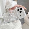 Transparent Matte Phone Case With White Polka Dots IPhone 17 16 Pro Max 15 Series 360 Rotating Stand Soft TPU Shockproof Cover