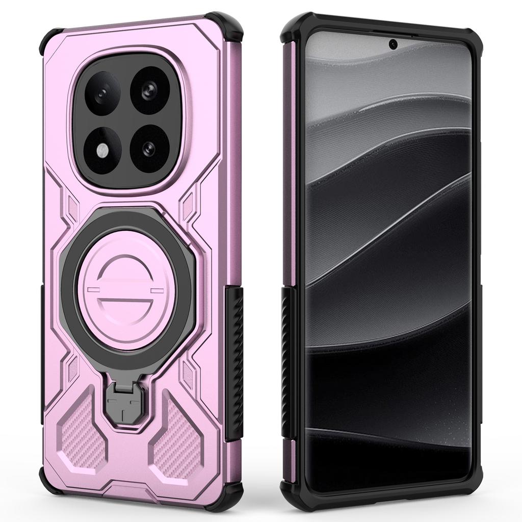 Pro Xiaomi Redmi Note 14 Pro+ 5G Magnetické pouzdro Otočný kovový stojánek Nárazuvzdorný PC+TPU Kryt na zadní stranu telefonu