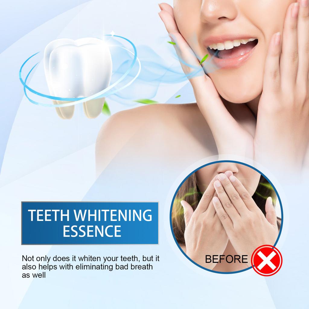 Essenza Sbiancante Denti Rimozione Placca Elimina Giallo Macchie Dentali Fumo Tè Rinfresca Alito Cattivo Siero Correttore Colore Denti