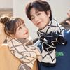 Winter retro double-sided wool scarf, thickened scarf, warm and versatile new rhombus plaid scarf for women