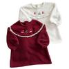 Infant Girls' Winter Lace Plush Princess Dress with Christmas Embroidery