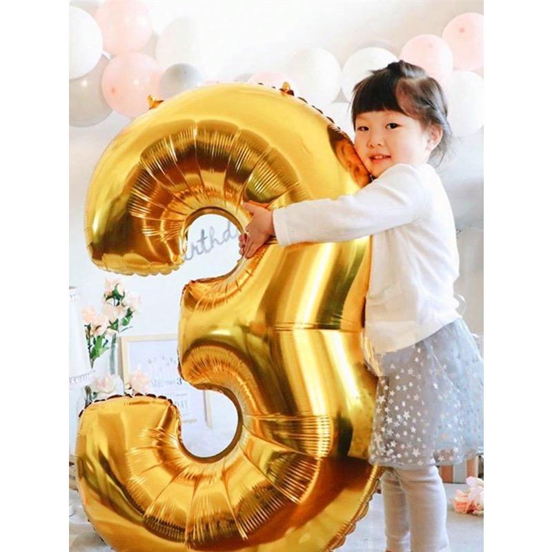 32in Gold Color Number Aluminum Foil Balloon, Birthday Number Balloon, Aluminum Foil Balloon for Birthday Party, Wedding, Shop Decoration