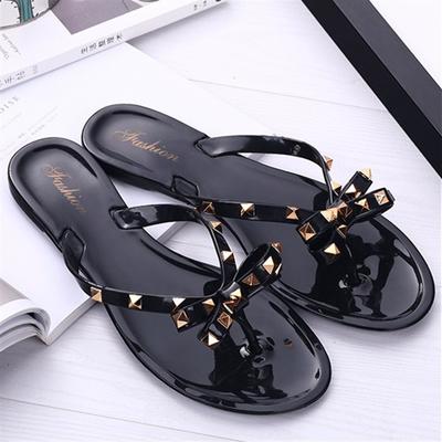 2024 Femmes Tongs Pantoufles Sandales à Enfiler Plage Semelle Souple Sandales Plates Chaussures pour Femmes Pantoufles d'Extérieur Nœud Élégantes Chaussures pour Femmes