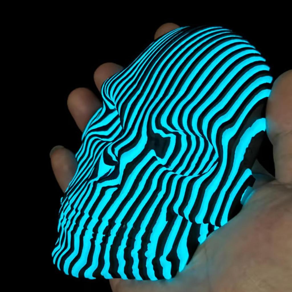 3D tištěné luminiscenční kvantové svítící masky lebky pro úlevu od úzkosti, svítící ve tmě fidget stolní dekorace, unikátní gotická domácí ozdoba