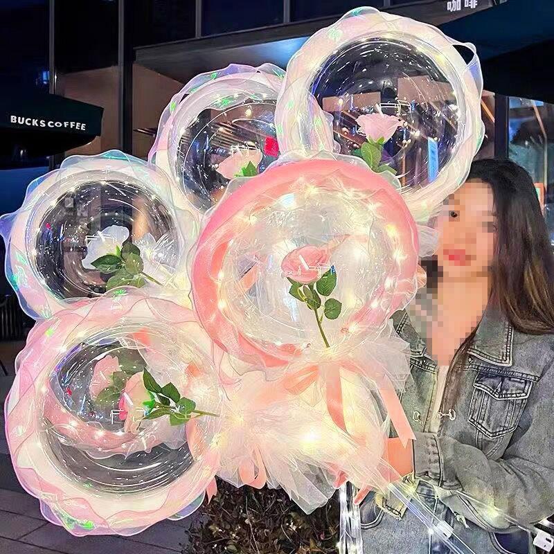 MOBIGARDEN Glowing Rose LED Bobo Balloon