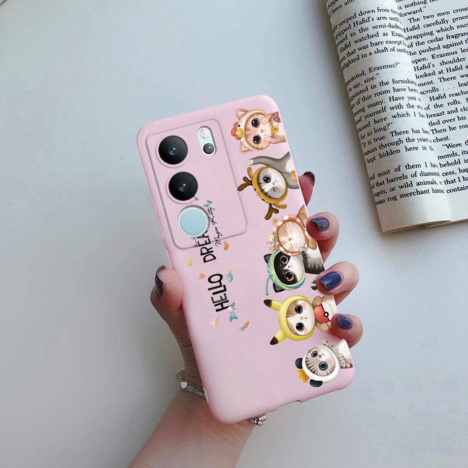 For Vivo V29 5G Global Version Phone Case Couple Cute Cartoon Flower Back Shell Etui For Vivo V29 V 29 V2250 Soft Silicone Cover