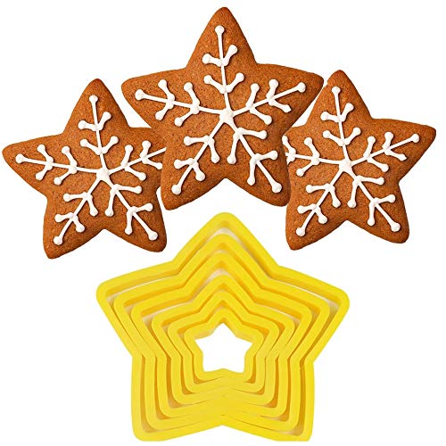 Set von 6 Weihnachtsbaum-Ausstechern, Große Sternform, Weihnachtsbaum