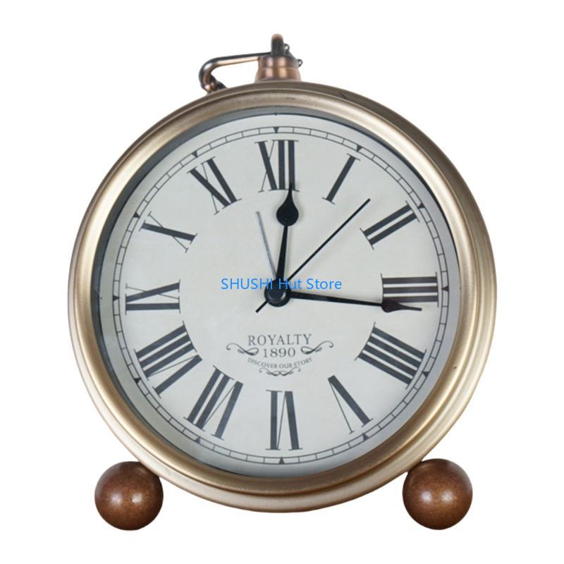 

Retro Metal Shelf Clock for Living Room and Bathroom Quiet Movement Desk Clocks D57B
