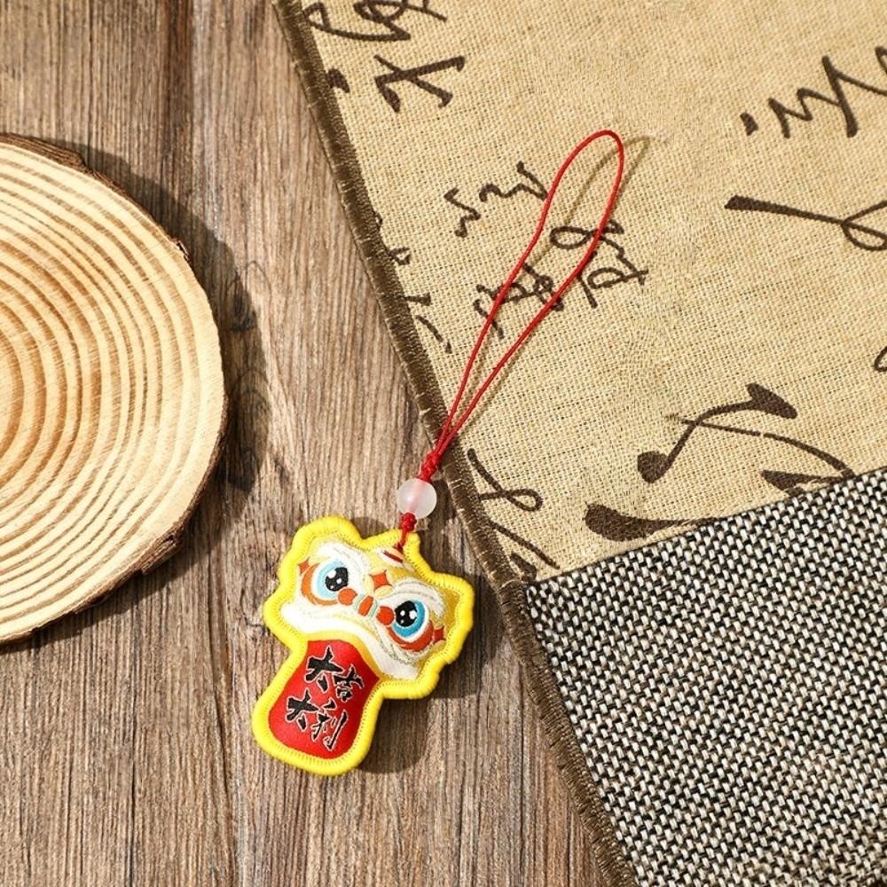 Awakened Lion Lion Dance Embroidered Pendant Brocade Car Hanging Ornaments Festive Accessory