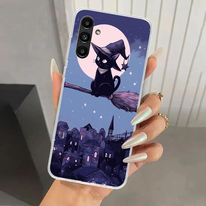 Witch And Cat Colorful Cute Phone Case for Samsung Galaxy A17 A16 A37 A26 A36 A57 A56 A15 A25 A35 A55 A14 A24 A34 A54 A13 A23 A3