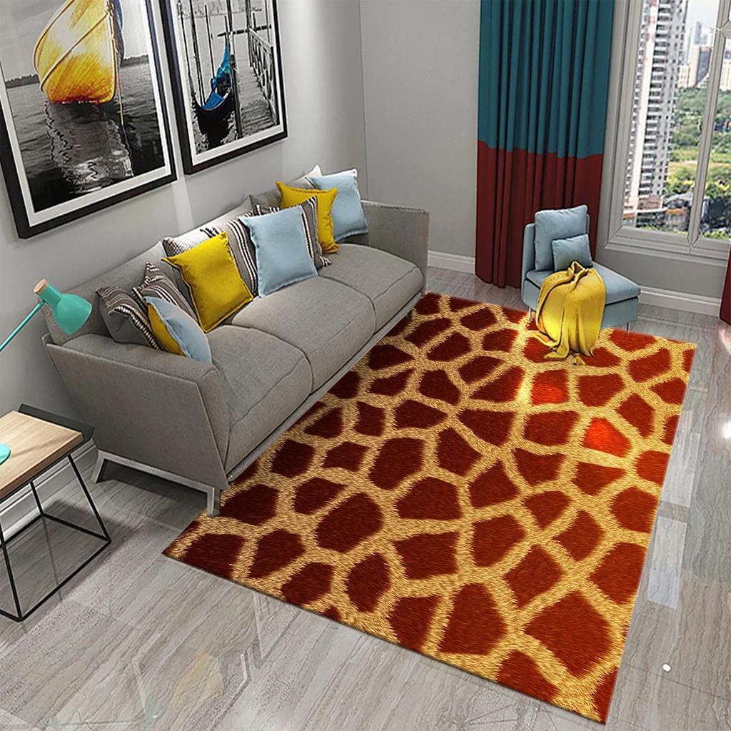 3D Animal Fur Carpets Leopard and Tiger Skin Rugs for Bedroom Living Room Kitchen Floor Decor Mats Bathroom Non-Slip Floor Rugs